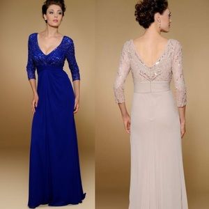 3/4 sleeve embellished mother of the bride gown